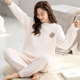 2025新款 睡衣女士秋冬珊瑚绒加厚家居服半边绒可外穿冬天加绒套装