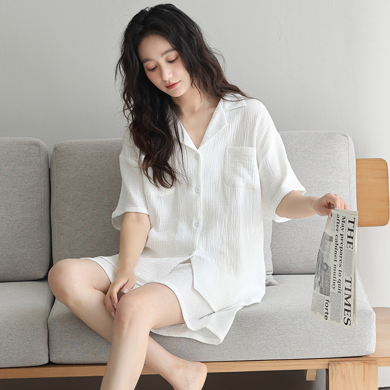 婴儿棉睡衣女士夏季梭织纯棉短袖短裤薄款夏天全棉纱布夏款家居服,女士内衣/男士内衣/家居服,睡衣/家居服套装,淘宝优惠券,粉丝福利购,淘宝优惠卷