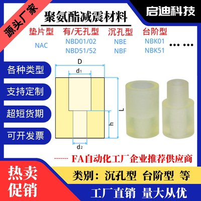 替怡合达聚氨酯减震材料沉孔型优力胶缓冲垫NBE/NBK/NAC/NBD/NBF