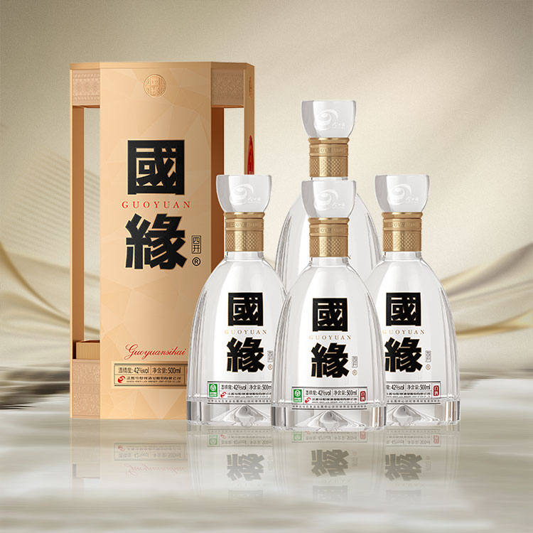 【酒厂自营】今世缘国缘四开42度500ml*4瓶整箱白酒商务送礼