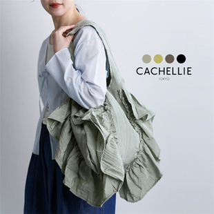 CACHELLIE日本原厂真品复古潮牌小众贵妇尼龙布折皱女单肩手提包
