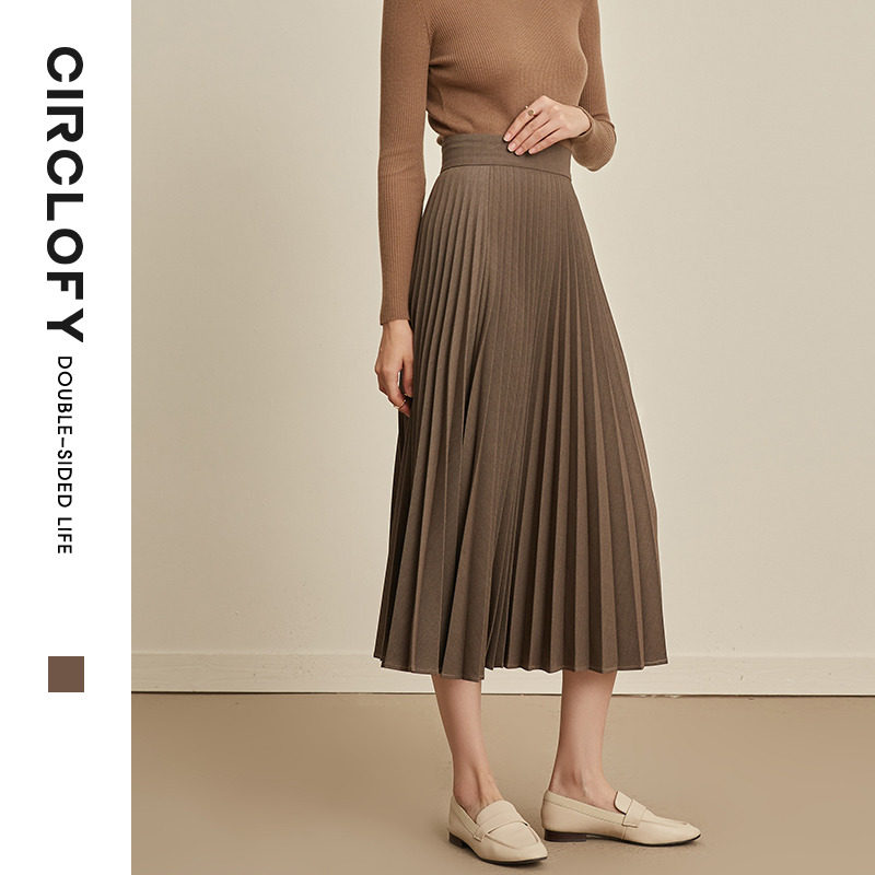 阿cir百褶半身裙女中长款高腰2020秋冬季新款设计感小众a字大摆裙