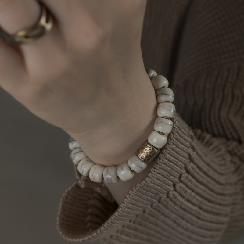 曲尾花原创个性做旧牛骨单圈珠子手链女 复古简约设计潮搭手串男,饰品/流行首饰/时尚饰品新,手链,淘宝优惠券,粉丝福利购,淘宝优惠卷