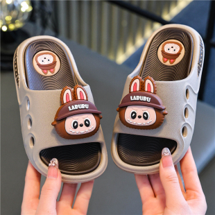 拉布布男童浴室洗澡防滑家居中大童外穿卡通萌拖鞋 儿童凉拖鞋 夏季