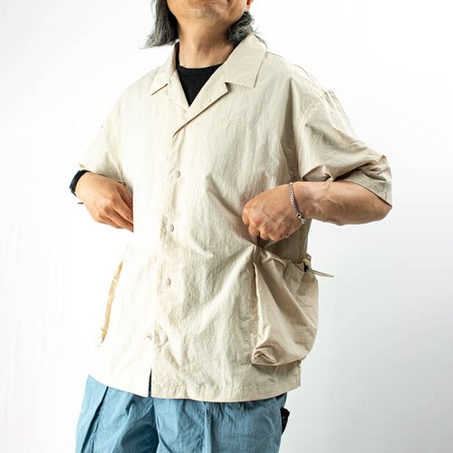 宽松休闲兜袋外套男上衣短袖衬衫