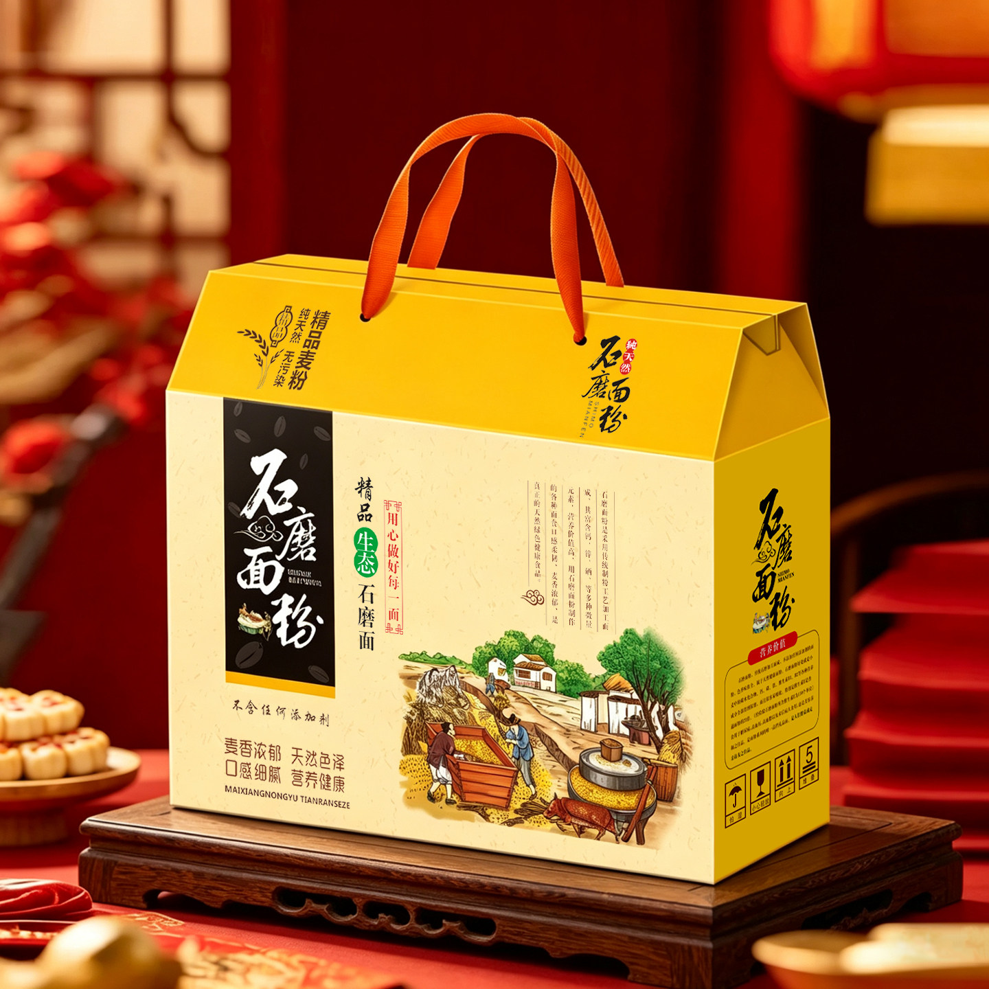 石磨礼盒杂粮蔬菜红薯粉条图片