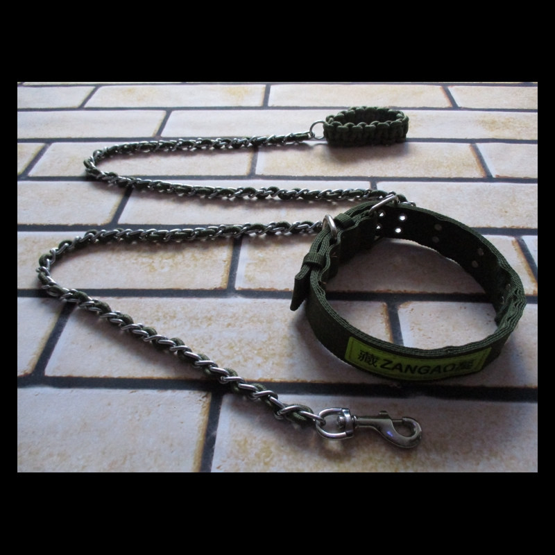 狗狗防咬狗绳子项圈中大型犬牵引绳2米加长宠物金属铁链牵狗绳子