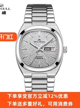 seagull海鸥表复古电视机造型双历自动上链机械男表雪花屏款1051C