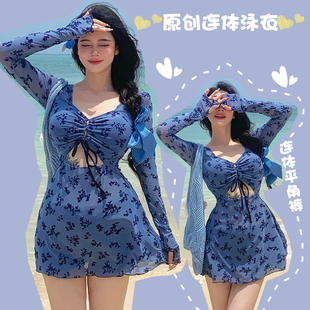 微胖女孩显瘦遮肉度假温泉 保守大码 2025新款 甜美少女泳衣连体裙式