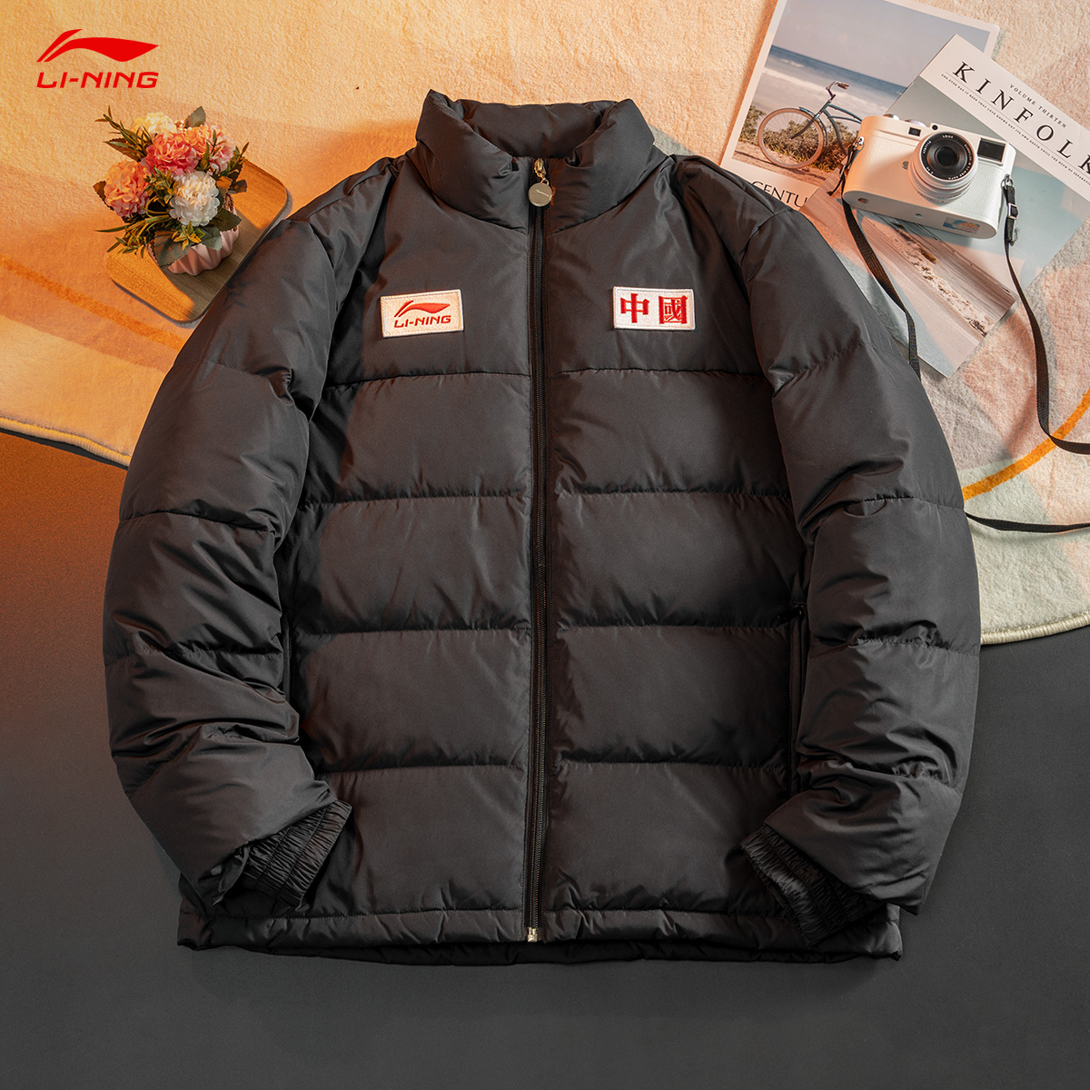 李宁立领羽绒服男2025年冬季新款中国标加厚鸭绒短款外套