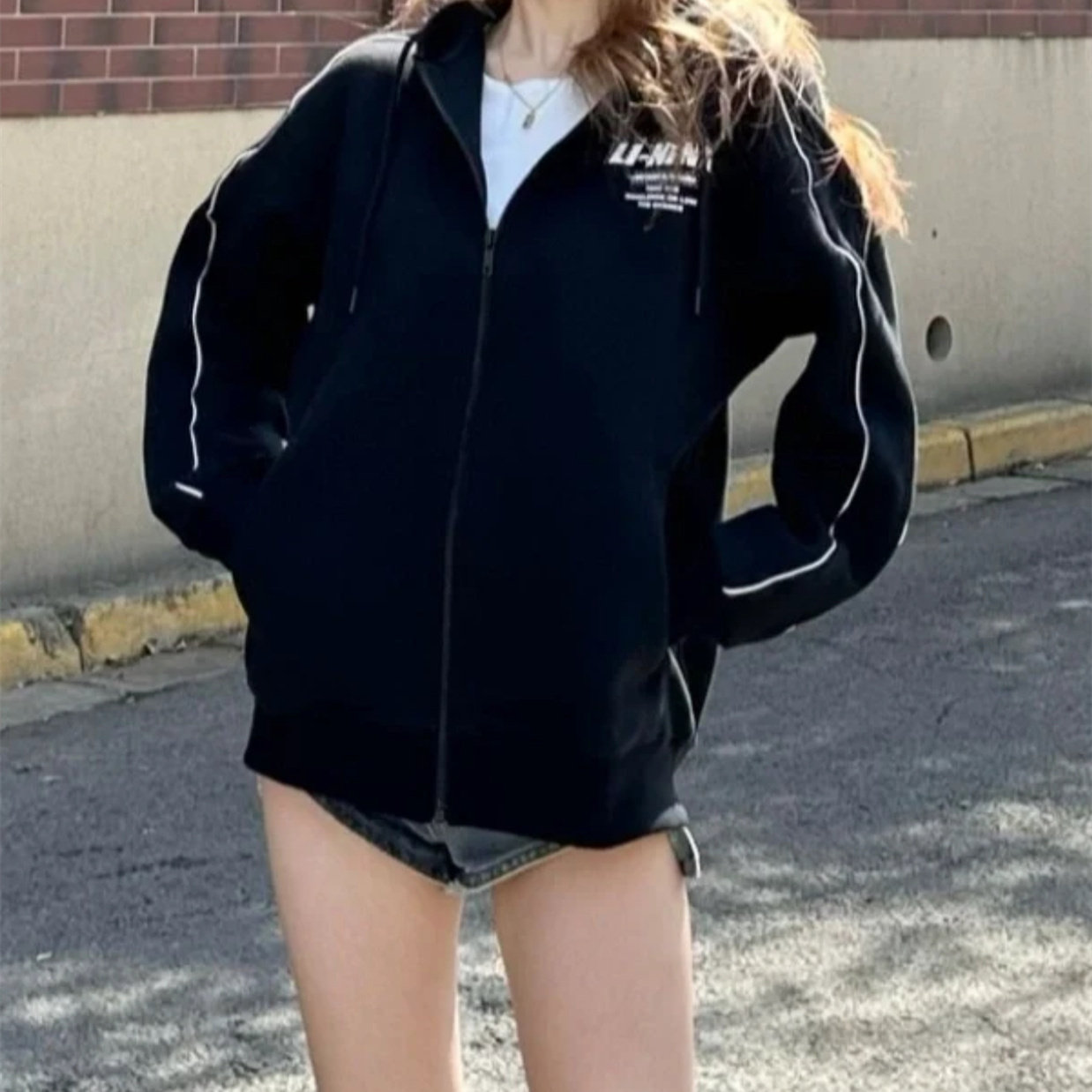 李宁连帽外套女款2024秋季新款情侣装开衫卫衣男士美式运动服百搭