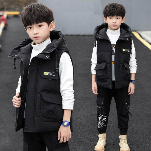 儿童装男童秋冬装羽绒马甲加厚2023新款中大童男孩棉坎肩洋气潮衣