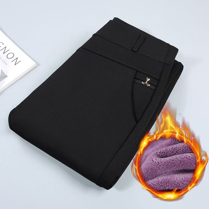 妈妈加绒裤子冬季小脚裤长裤老人直筒宽松外穿加绒加厚中老年女裤