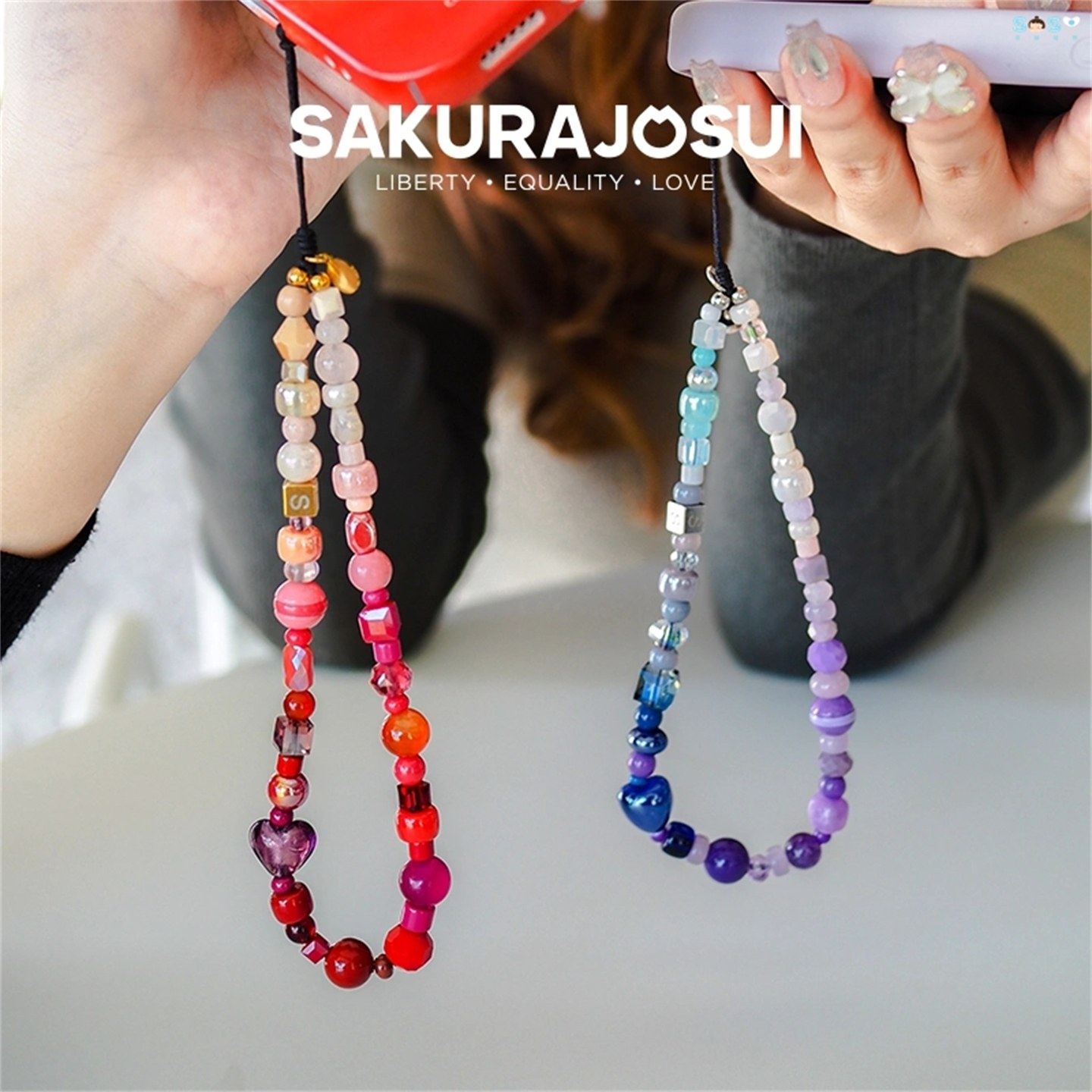 [SOSO全球]SAKURAJOSUI轻奢多彩手机链原创珐琅水晶串珠 钥匙挂绳,节庆用品/礼品,手机链,淘宝优惠券,粉丝福利购,淘宝优惠卷