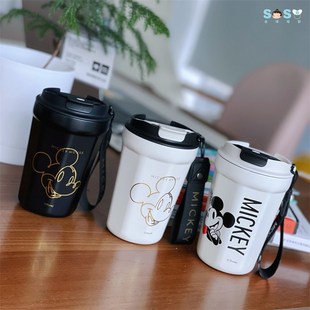 [SOSO全球]日本GERM迪士尼米奇咖啡杯随行保温杯菱形车载保冷水杯