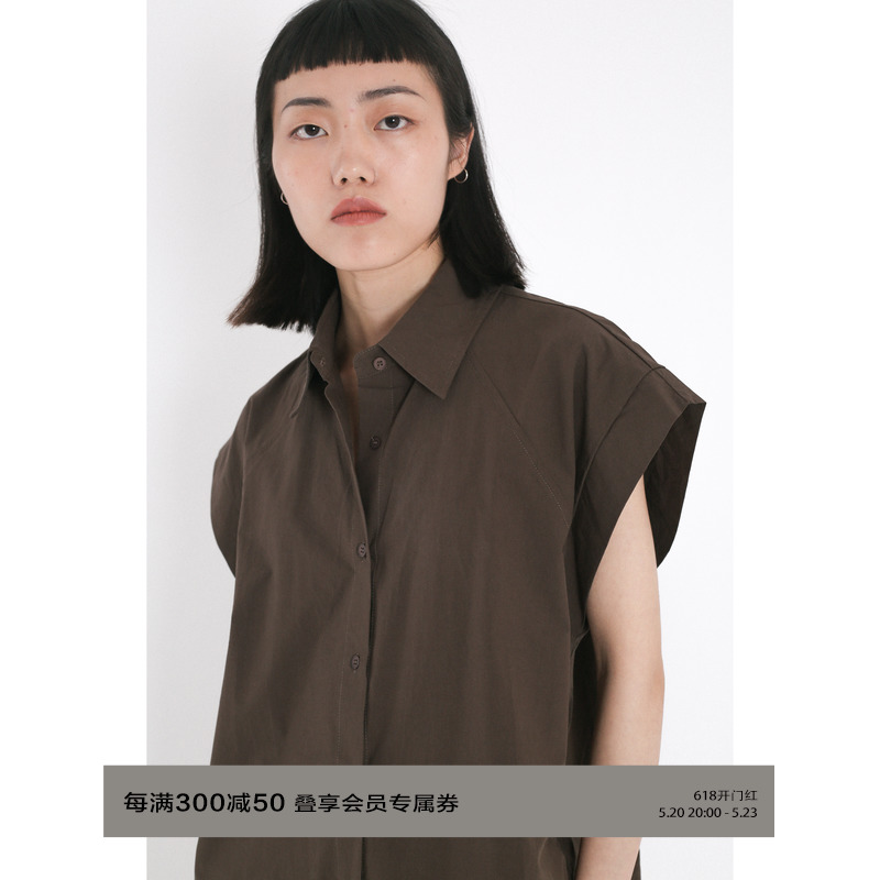 ModelloStudio 利落剪裁!自然日系全棉挺括短袖衬衫上衣女夏季 女装/女士精品 衬衫 原图主图