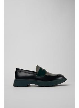 代购Camper男士乐福鞋透气吸汗轻便舒适黑色灰色皮革橡胶鞋底