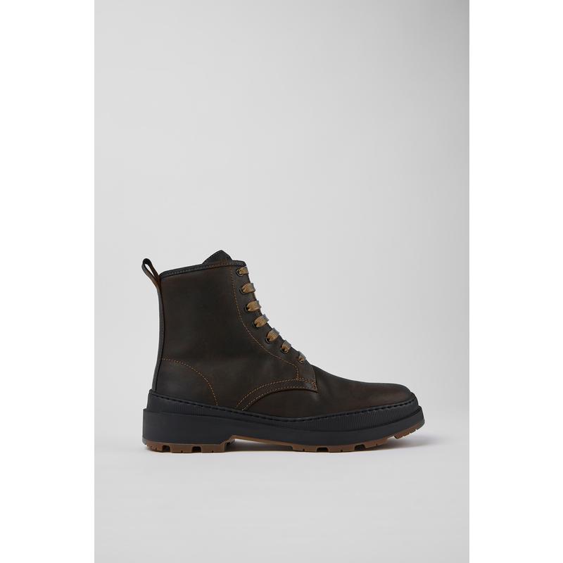 代购Camper男士马丁靴透气缓震耐磨轻便棕色磨砂皮系带中帮