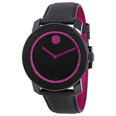 代购Movado摩凡陀女士腕表防水夜光计时防刮皮带黑色粉色