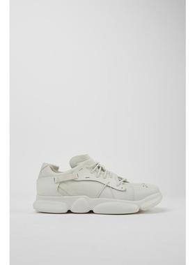 代购Camper男士老爹鞋透气吸汗轻便缓震白色非染色皮革系带厚底