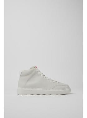 代购Camper女士高帮鞋透气轻便吸汗环保材料白色非染色皮革系带