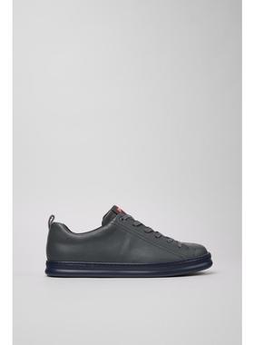 代购Camper男士休闲鞋透气吸汗轻便软底灰色牛皮系带圆头