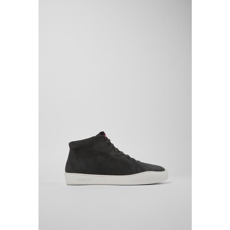 代购Camper女士高帮鞋透气轻便环保材质缓震灰色反绒皮弹力鞋带