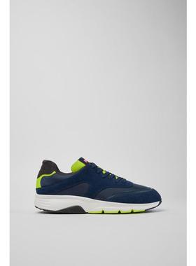 代购Camper男士运动鞋轻便透气缓震耐磨深蓝色荧光绿点缀系带