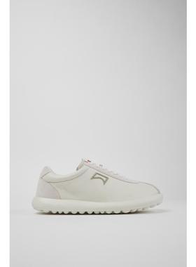 代购Camper男士休闲鞋透气柔软轻便舒适白色皮革磨砂皮系带