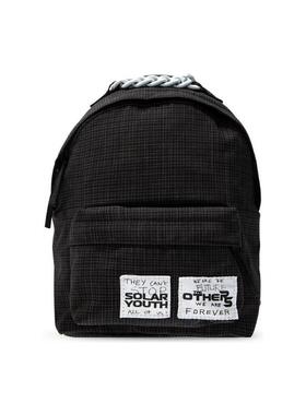 代购EASTPAK女士双肩包双层储物拉链闭合贴布装饰背负舒适黑色