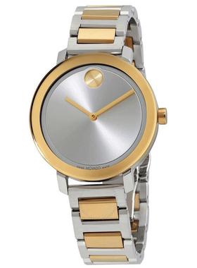 代购Movado摩凡陀女士腕表计时夜光日期走时钢带双色金属防水