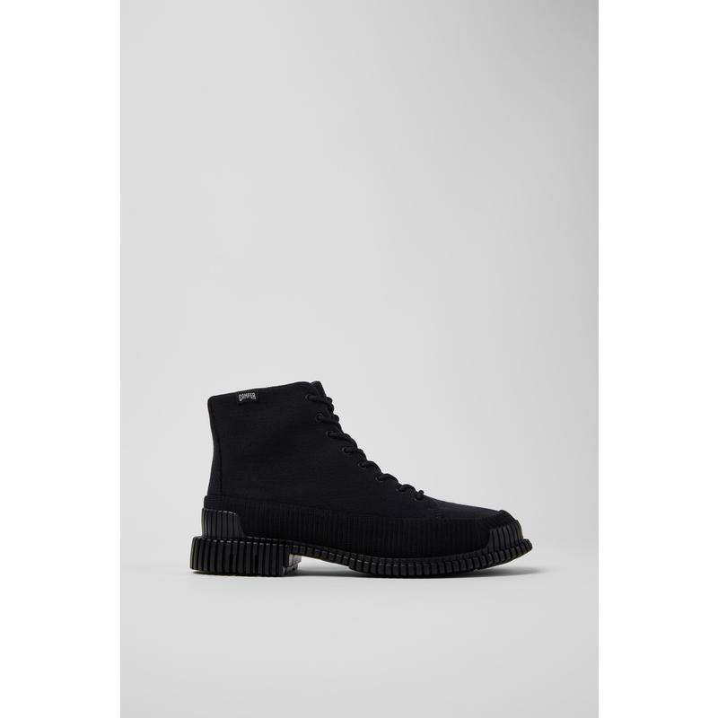 代购Camper女士短靴透气轻便柔软灵活黑色纺织材质系带厚底休闲