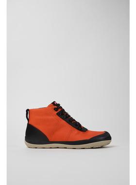 代购Camper男士踝靴防水保暖透气缓震橙色织物材质系带设计