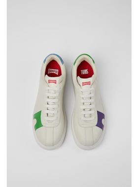 代购Camper男士休闲鞋透气吸汗软底轻便白色皮革系带不对称设计