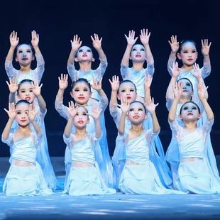 古典舞蹈服女童灼灼桃花有十里演出服春三月芒种儿童踏浪舞纱衣