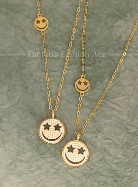 镀金长款锆石镶嵌日韩叠戴颈饰