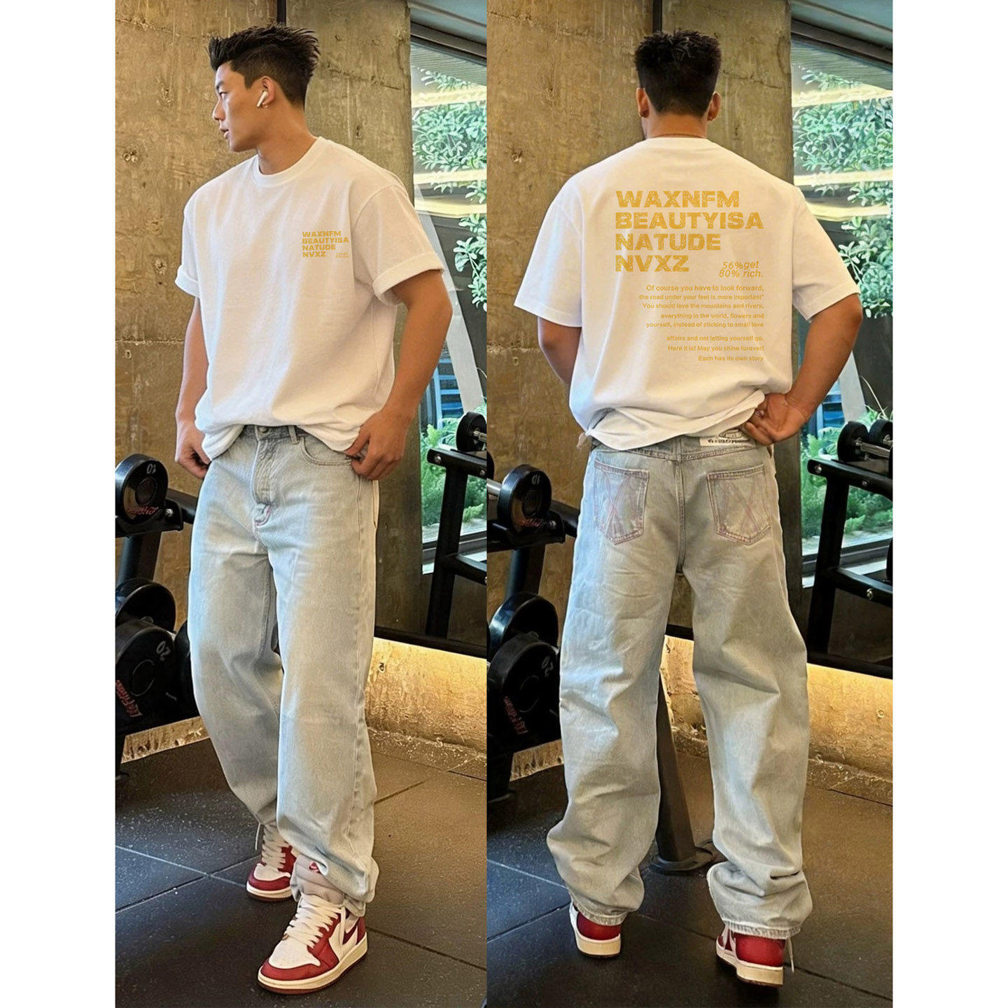 美式潮牌字母印花短袖T恤男夏季街头痞帅纯棉宽松小领口半袖上衣