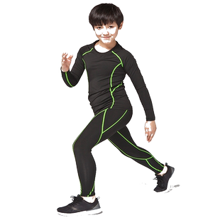 篮球服儿童紧身衣训练服男童加绒足球跳绳速干打底健身运动套装冬