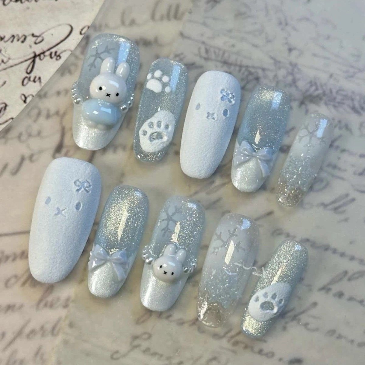纯手工定制穿戴甲米菲兔雪地可爱猫眼秋冬氛围感卡通美甲可拆卸女,彩妆/香水/美妆工具,穿戴甲/甲片,淘宝优惠券,粉丝福利购,淘宝优惠卷