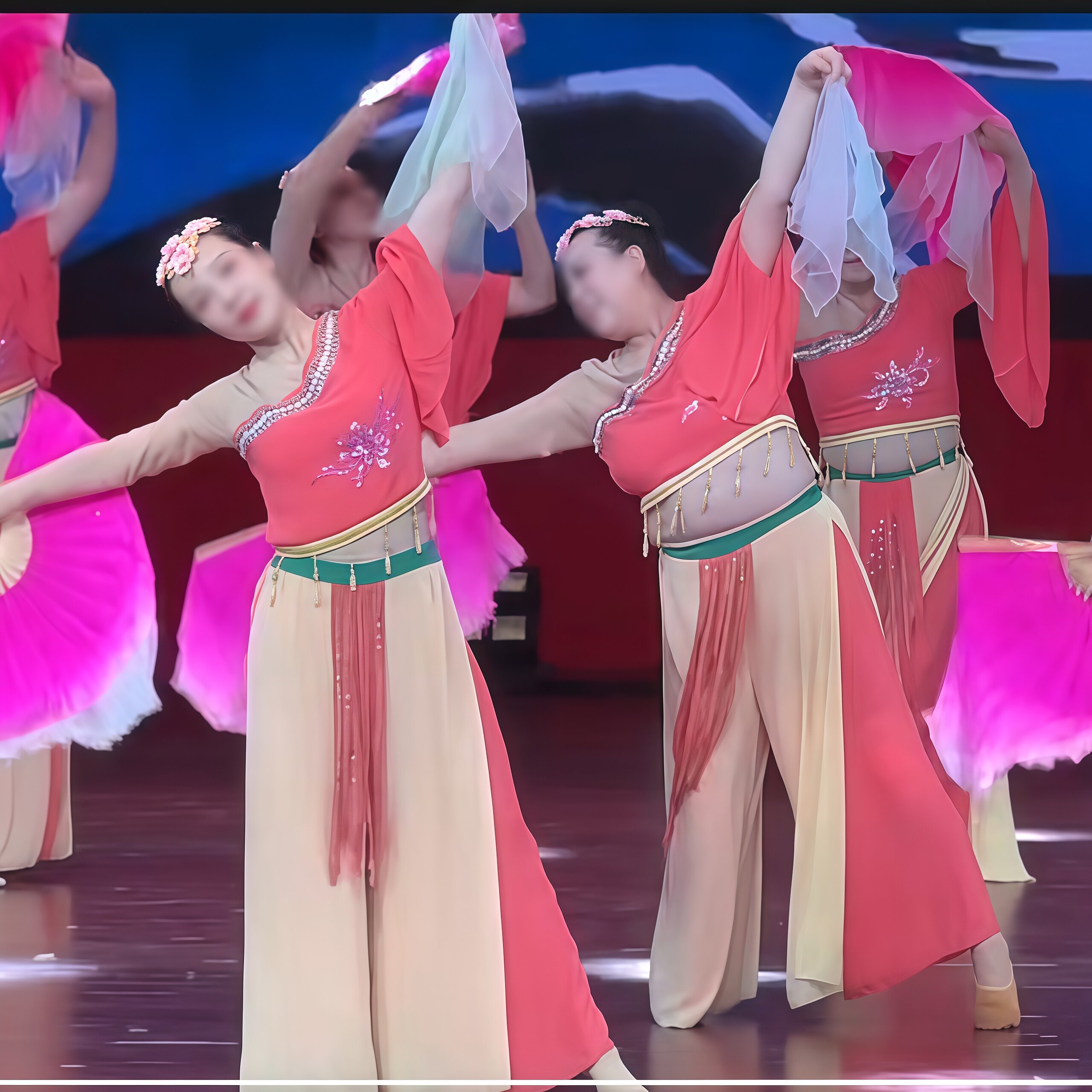 《扇舞山河间》古典舞同款女子群舞飘逸中国风胶州秧歌演出服装