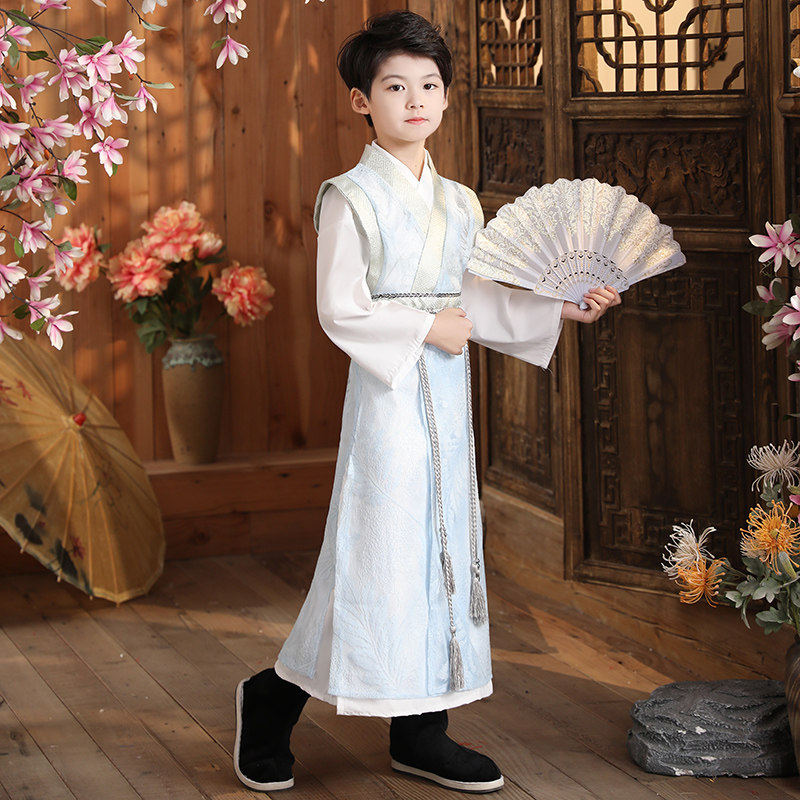 儿童汉服男童古装少爷长袖中国风唐装国学服帅气公子套装演出服春