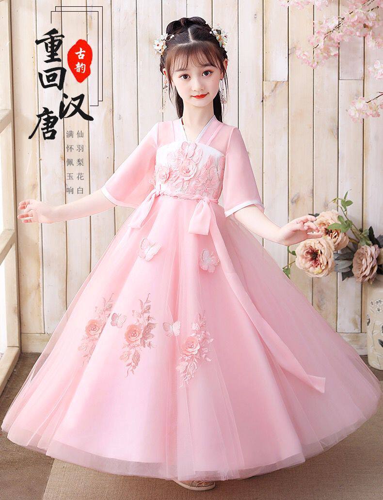 女童连衣裙夏装2022新款洋气儿童裙子夏季童装女孩汉服樱花公主裙