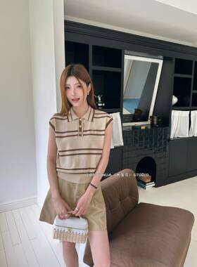 2026夏季新款宽松显瘦翻领针织女百搭休闲短袖上衣