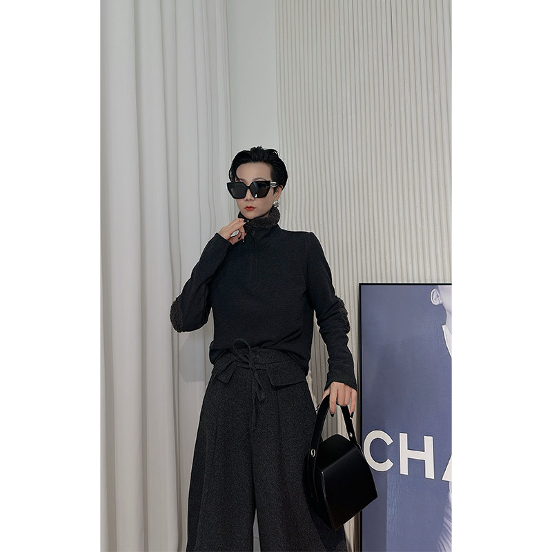 Dan Dan 慵懒风毛领长袖保暖上衣女 外穿磨毛T恤