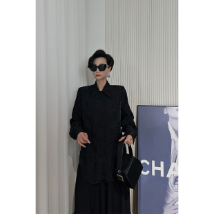 女 Dan 衬衫 盘扣长袖 极简风复古小众衬衣 黑色新中式