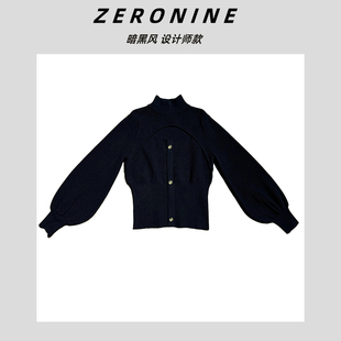 时尚 裹胸修身 高领灯笼袖 女 春秋针织上衣 假俩件针织衫 Dan