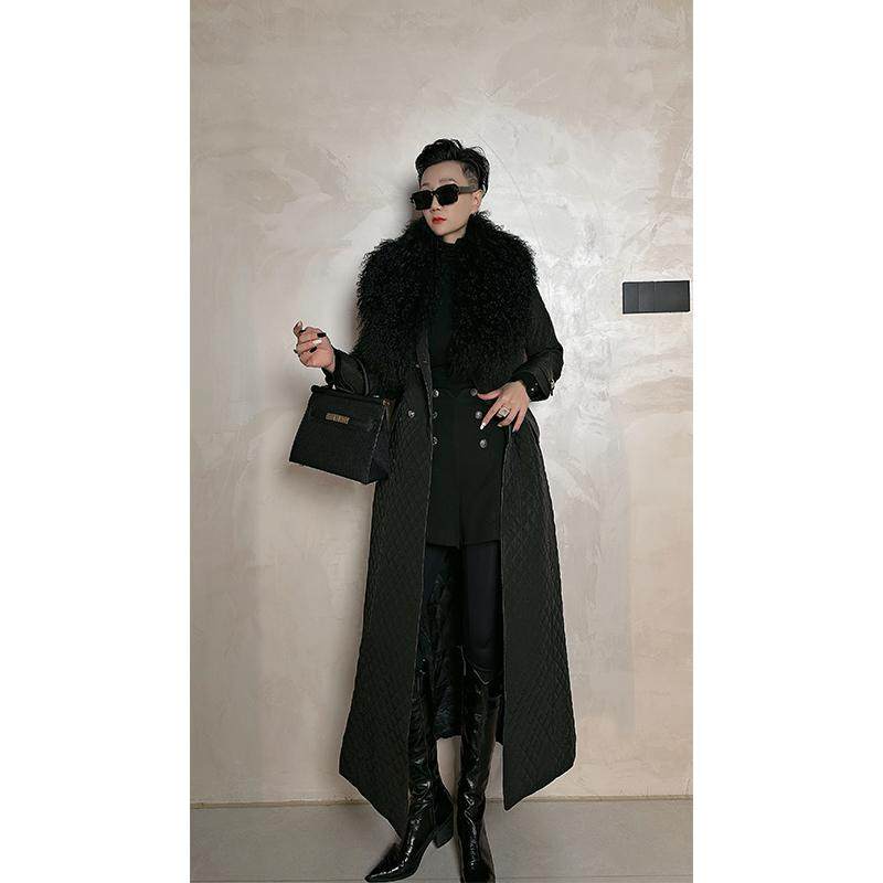 Dan Dan 气质女神范高级感大毛领长款显瘦棉服外套女 时装棉衣