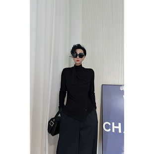 Dan 女 黑色不规则设计感针织衫