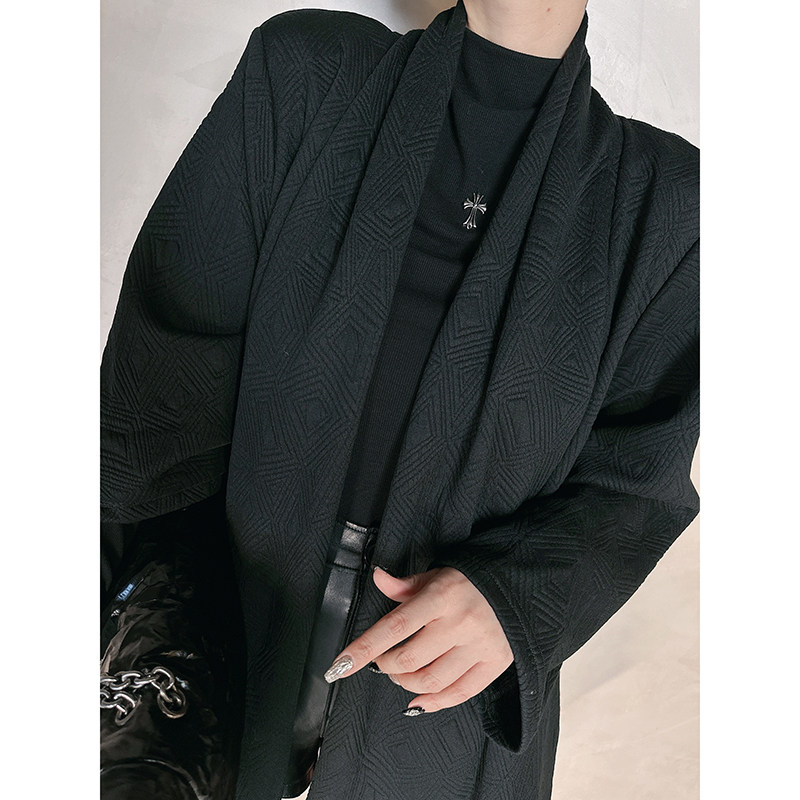 黑色设计师款小众毛衣外套女
