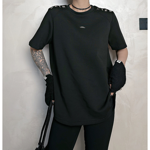 Dan T恤女 黑色潮流秋冬加厚短袖